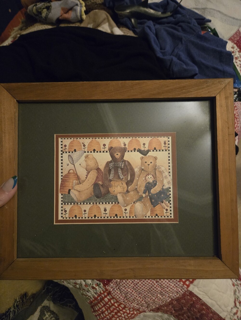 Wood Frame Framed Bear Print in Earth Tones